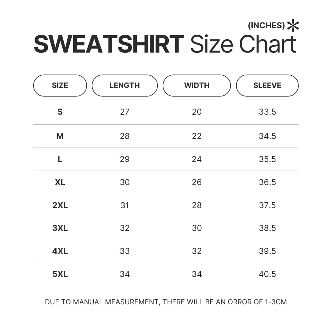 Sweatshirt Size Chart - Snowball Earth Store