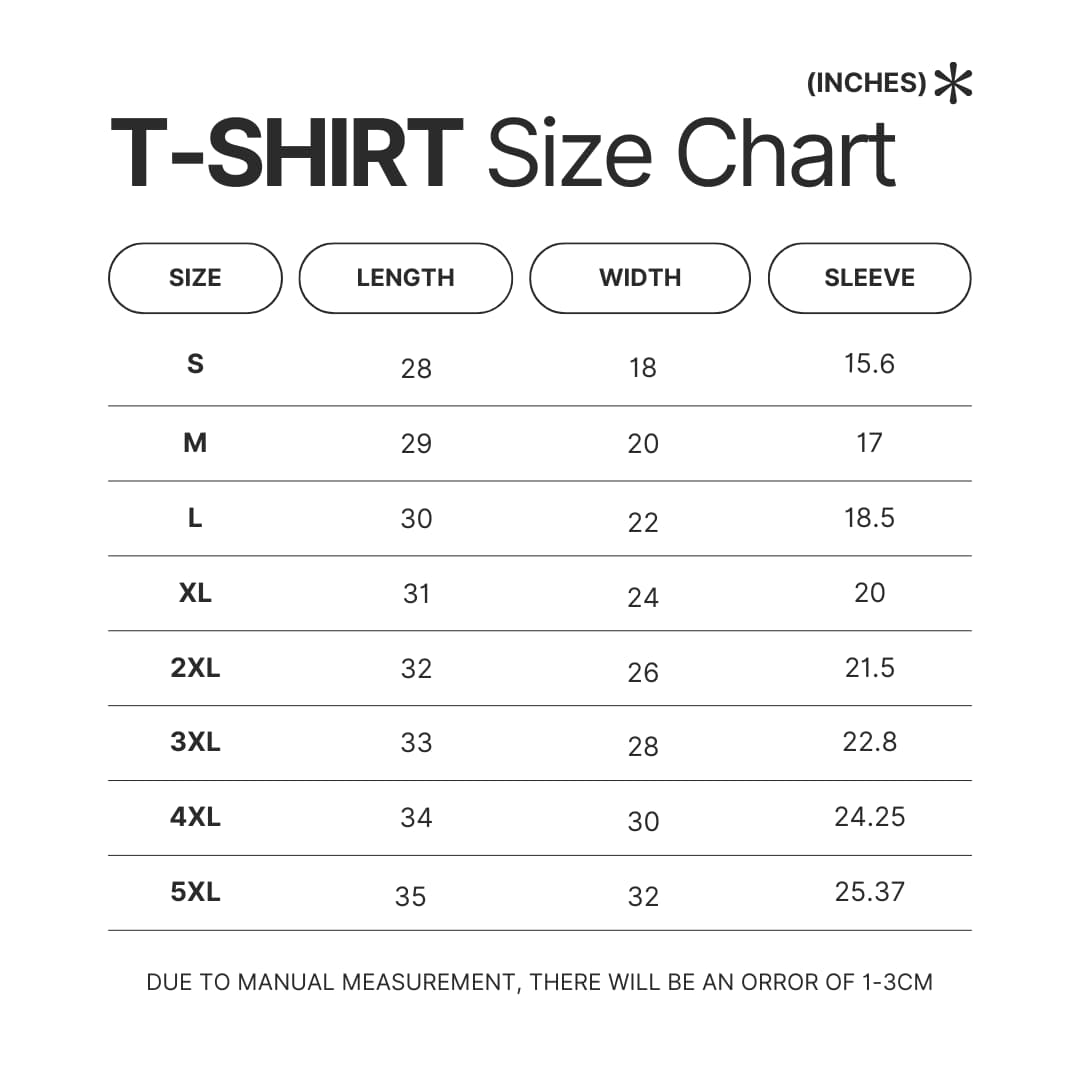 T shirt Size Chart - Snowball Earth Store
